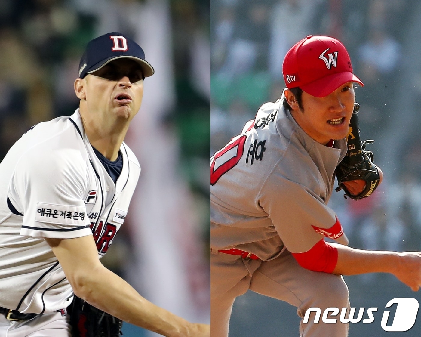 5일 인천 SK행복드림구장에서 열리는 2018 신한은행 마이카 KBO 한국시리즈 5차전 선발로 예고된 두산 베어스 세스 후랭코프와 SK 와이번스 박종훈. ⓒ News1