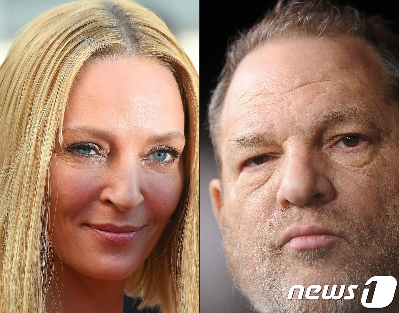 할리우드 배우 우마 서먼과 할리우드 거물 제작자 하비 와인스타인. ⓒ AFP=뉴스1