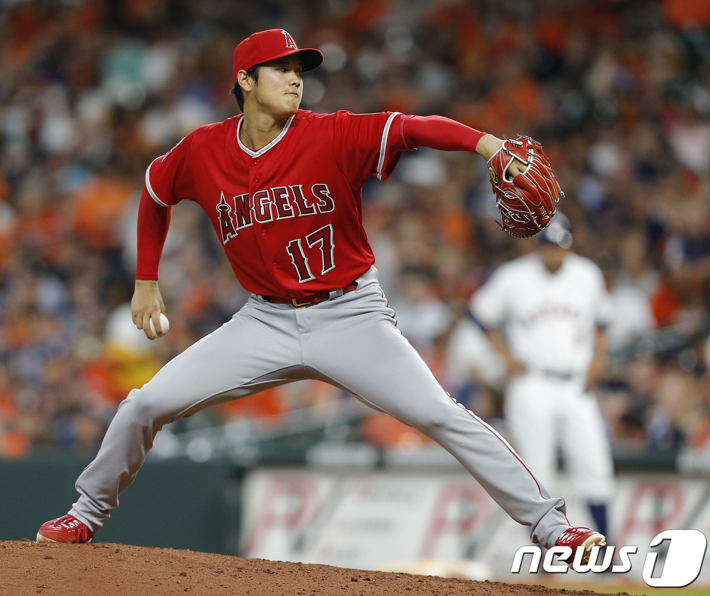 오타니 쇼헤이(일본·23)가 25일(한국시간)미국 텍사스주 휴스턴 미닛메이드 파크에서 열린 2018 메이저리그 휴스턴 애스트로스와의 경기에 선발 등판했다. ⓒ AFP=News1