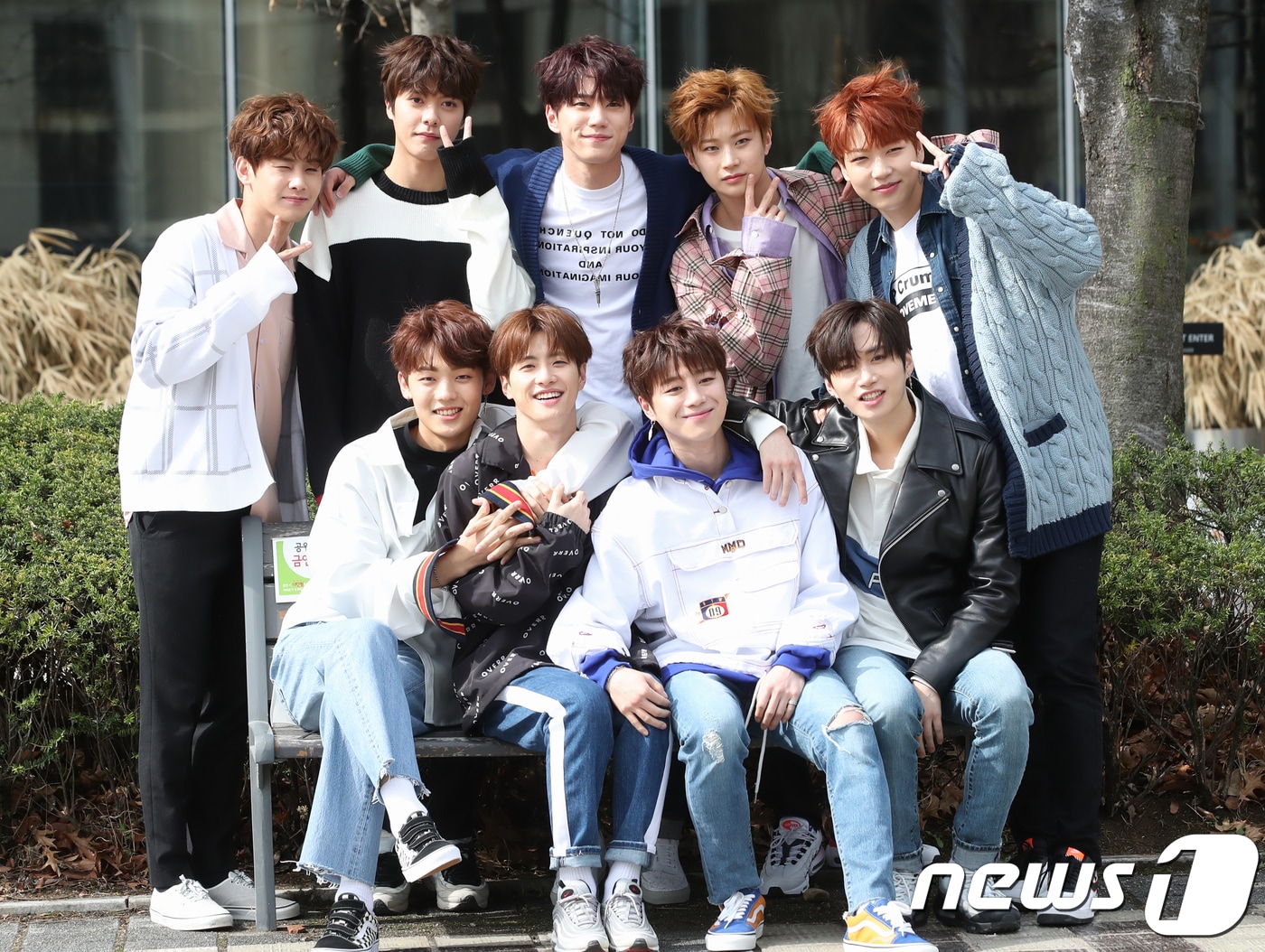 2018.4.6. 상암, 더유닛 유앤비 마르코(왼쪽부터), 지한솔, 필독, 고호정, 준, 의진, 찬, 대원, 기중 라운드 인터뷰 ⓒ News1 권현진 기자