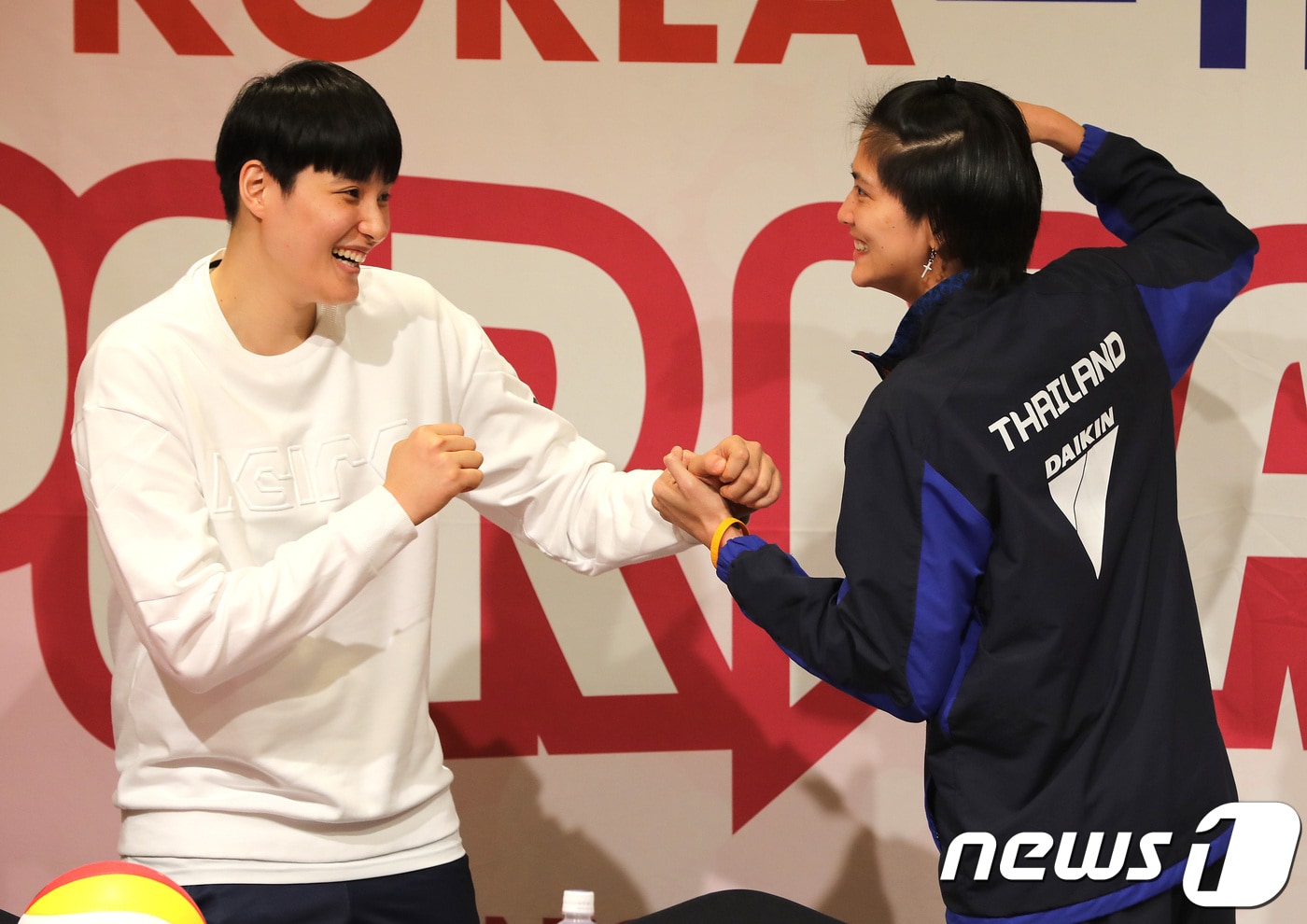 2018년 열린 한국과 태국의 여자배구 올스타전 기자회견. 2018.4.6/뉴스1 ⓒ News1 오장환 기자