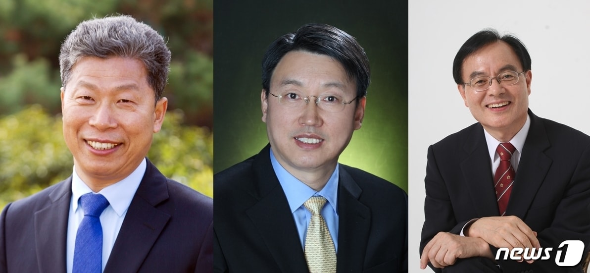 광주 서구청장 선거에 출마한 서대석 더불어민주당 예비후보(왼쪽)·이성일 민주평화당 예비후보(가운데)·무소속의 임우진 예비후보. 2018.5.12/뉴스1 ⓒ News1 전원 기자