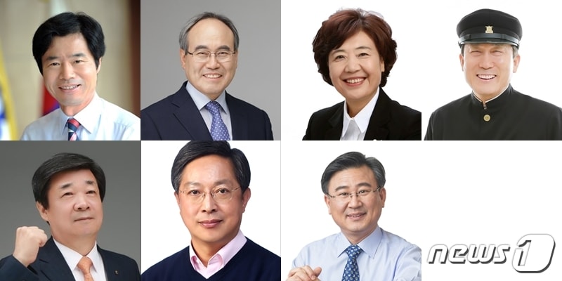 윗쪽 왼쪽부터 김승환, 서거석, 이미영, 유광찬 예비후보, 아랫쪽 왼쪽부터 이재경, 황호진, 천호성 예비후보ⓒ News1