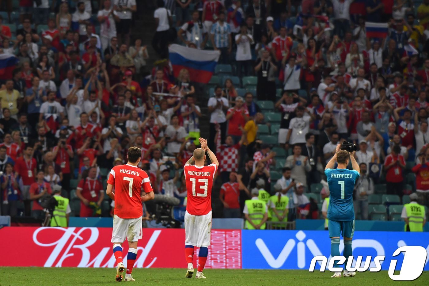 크로아티아는 8일(한국시간) 러시아 소치의 피스트 스타디움에서 열린 러시아와의 2018 FIFA 러시아 월드컵 8강전에서 2-2로 비긴 뒤 펼친 승부차기에서 4-3으로 승리했다. ⓒ AFP=뉴스1