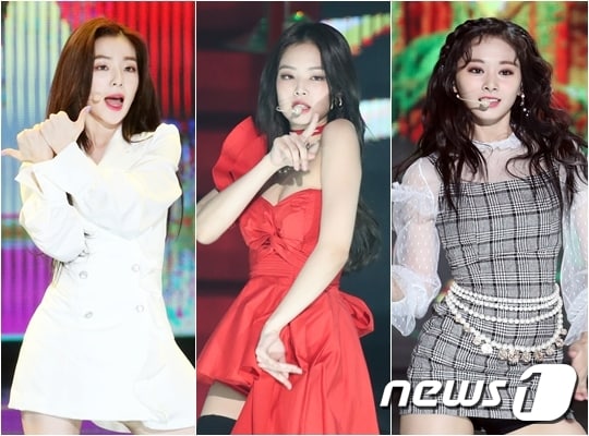 레드벨벳 아이린(왼쪽), 블랙핑크 제니, 트와이스 쯔위 ⓒ 뉴스1