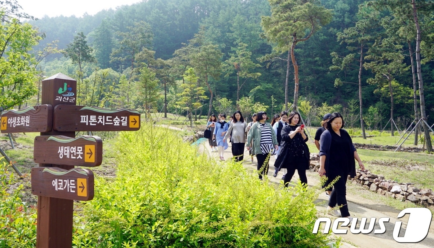 지난 5월 괴산성불산 자연휴양림에서 열린 숲 태교 교실.(괴산군 제공)ⓒ 뉴스1