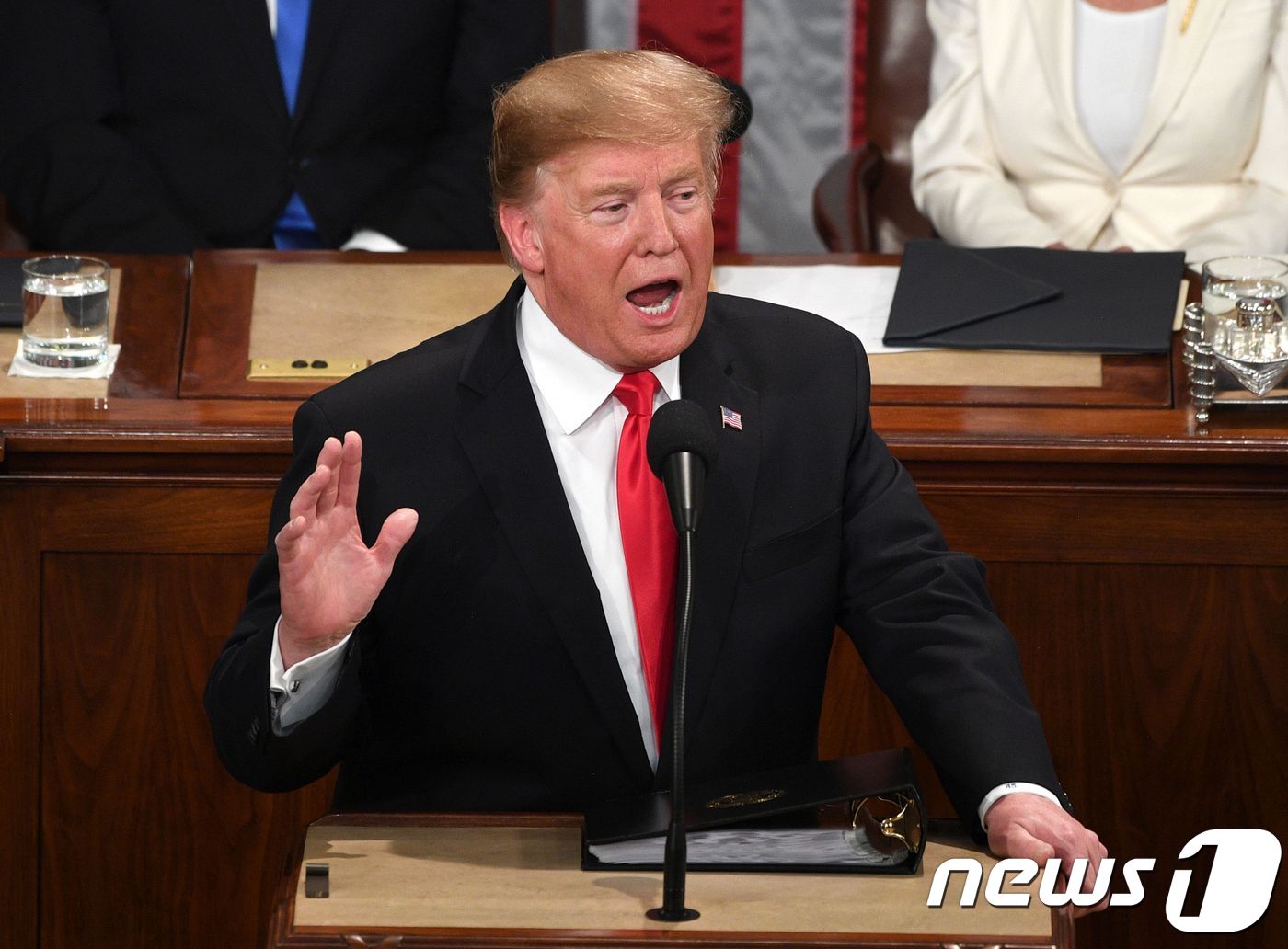 도널드 트럼프 미국 대통령이 첫 임기 때인 2019년 2월 국정연설을 하는 모습. ⓒ AFP=뉴스1 ⓒ News1 우동명 기자