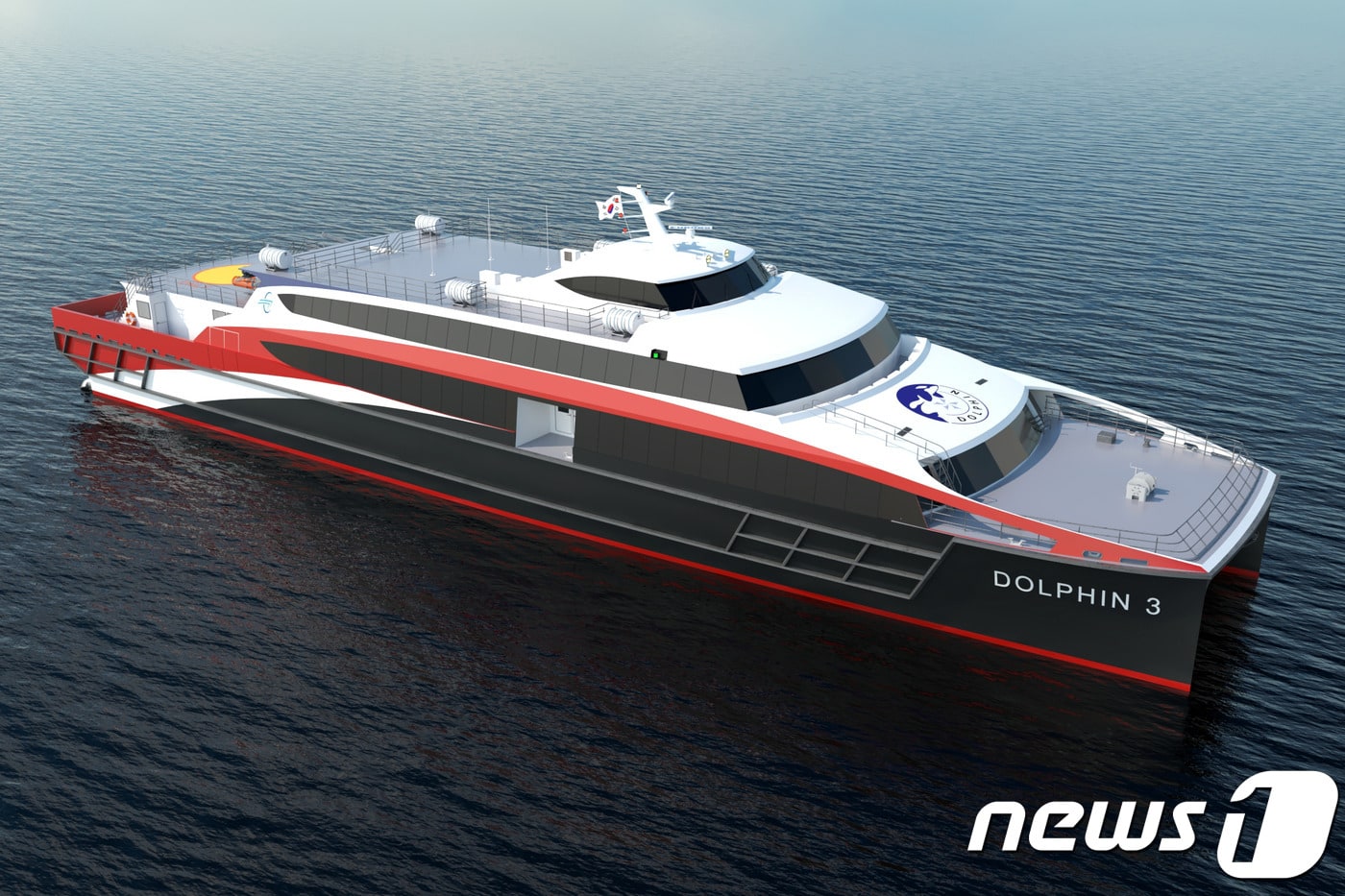 포항과 울릉도를 연결하는 대형 쾌속선이 2020년 취항을 앞두고 있다.22일 (주)돌핀해운에 따르면 취항을 앞둔 쾌속선은 1500톤급, 최대 속도 43노트, 정원 702명으로 기존 포항과 울릉을 운항하는 여객선(3시30분 소요)에 비해 약 1시간 정도 빠르다.(돌핀해운 제공)ⓒ 뉴스1