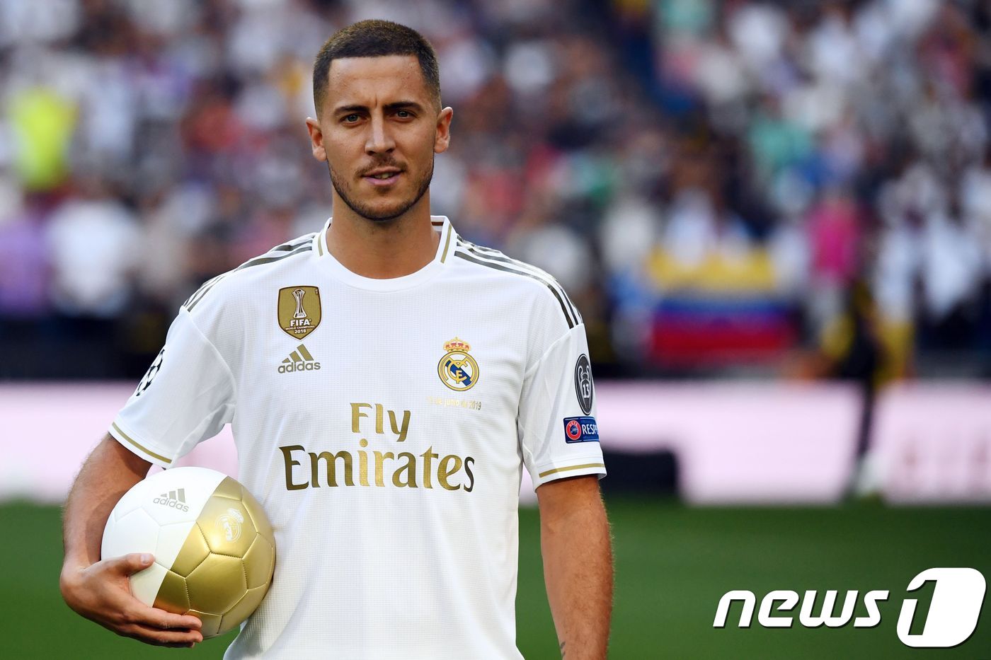 레알 마드리드 유니폼을 입은 에당 아자르. ⓒ AFP=뉴스1