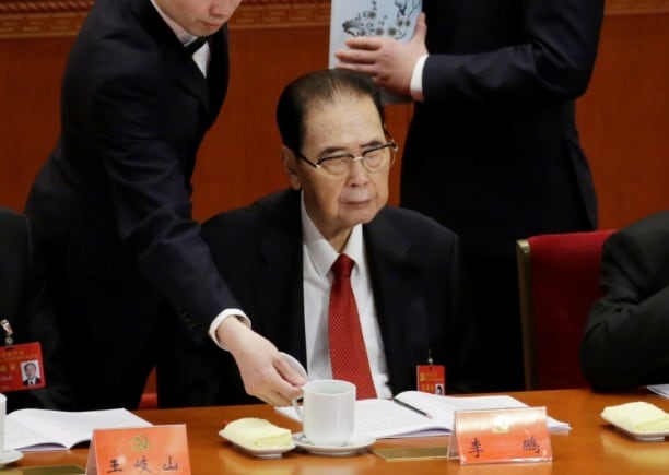 2017년 제19차 공산당 당대회에 참석하고 있는 리펑. 마지막 공식석상의 모습이다 - 바이두 갈무리