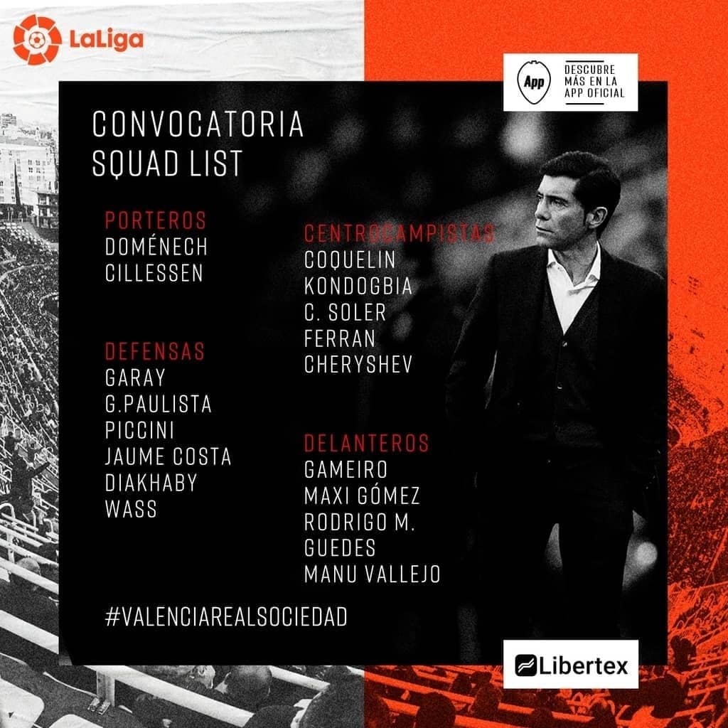 라리가 개막전에 나서는 발렌시아 소집명단. (발렌시아 홈페이지 캡처) ⓒ 뉴스1