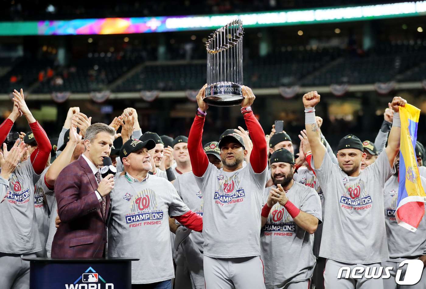 2019 월드시리즈에서 우승한 내셔럴리그 소속의 워싱턴 내셔널스. ⓒ AFP=뉴스1