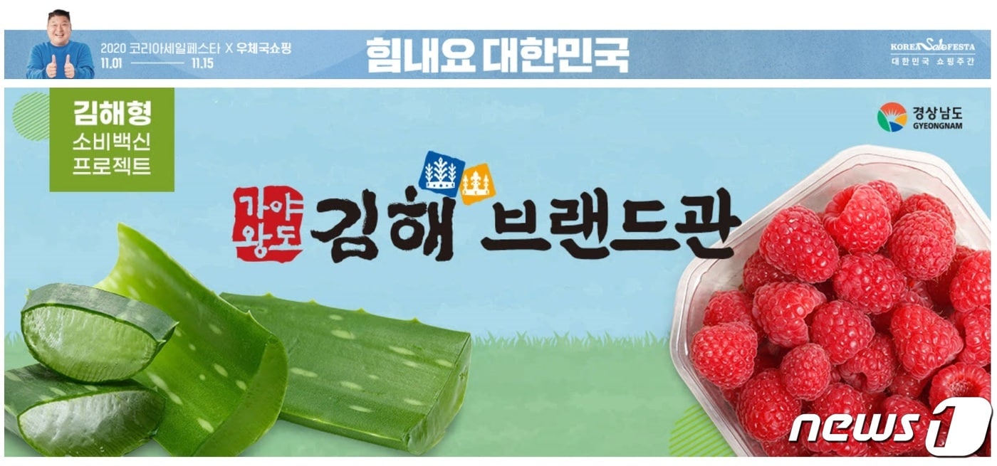 김해시가 우체국 쇼핑몰 '김해브랜드관'에 김해지역 업체 126개 제품에 대해 설맞이 판촉행사를 진행한 결과, 3억1400여만원의 매출을 올렸다. 사진은 우체국 쇼핑몰 김해브랜드관 웹페이지 갈무리. ⓒ 뉴스1