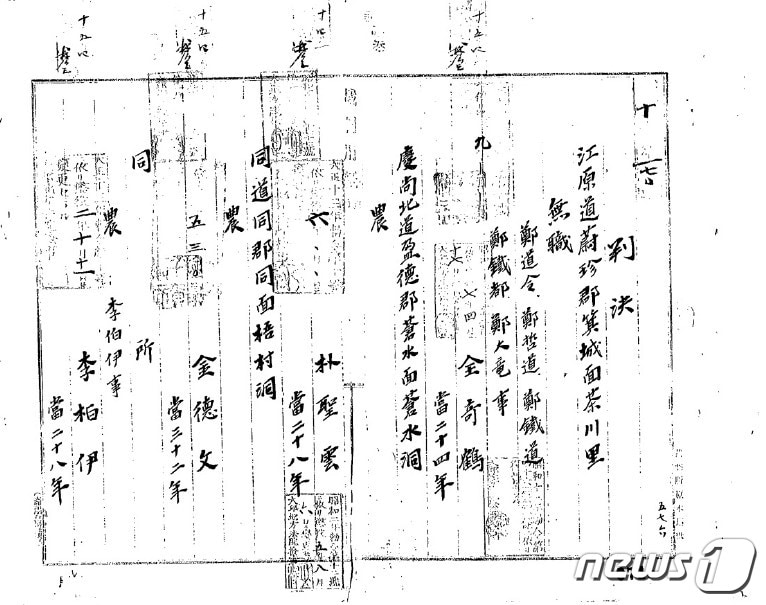 김덕문 선생의 1921년 3월21일 당시 대구지방법원 형사부 판결문.(경북도 독깁운동기념관 제공)ⓒ 뉴스1