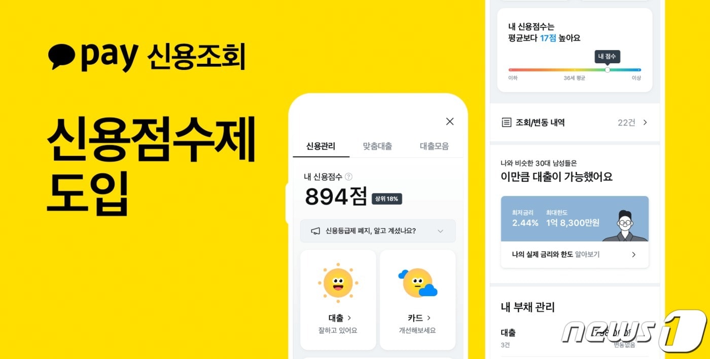 카카오페이, 신용점수제 시행 맞춰 '신용조회' 개편 (카카오페이 제공) ⓒ 뉴스1