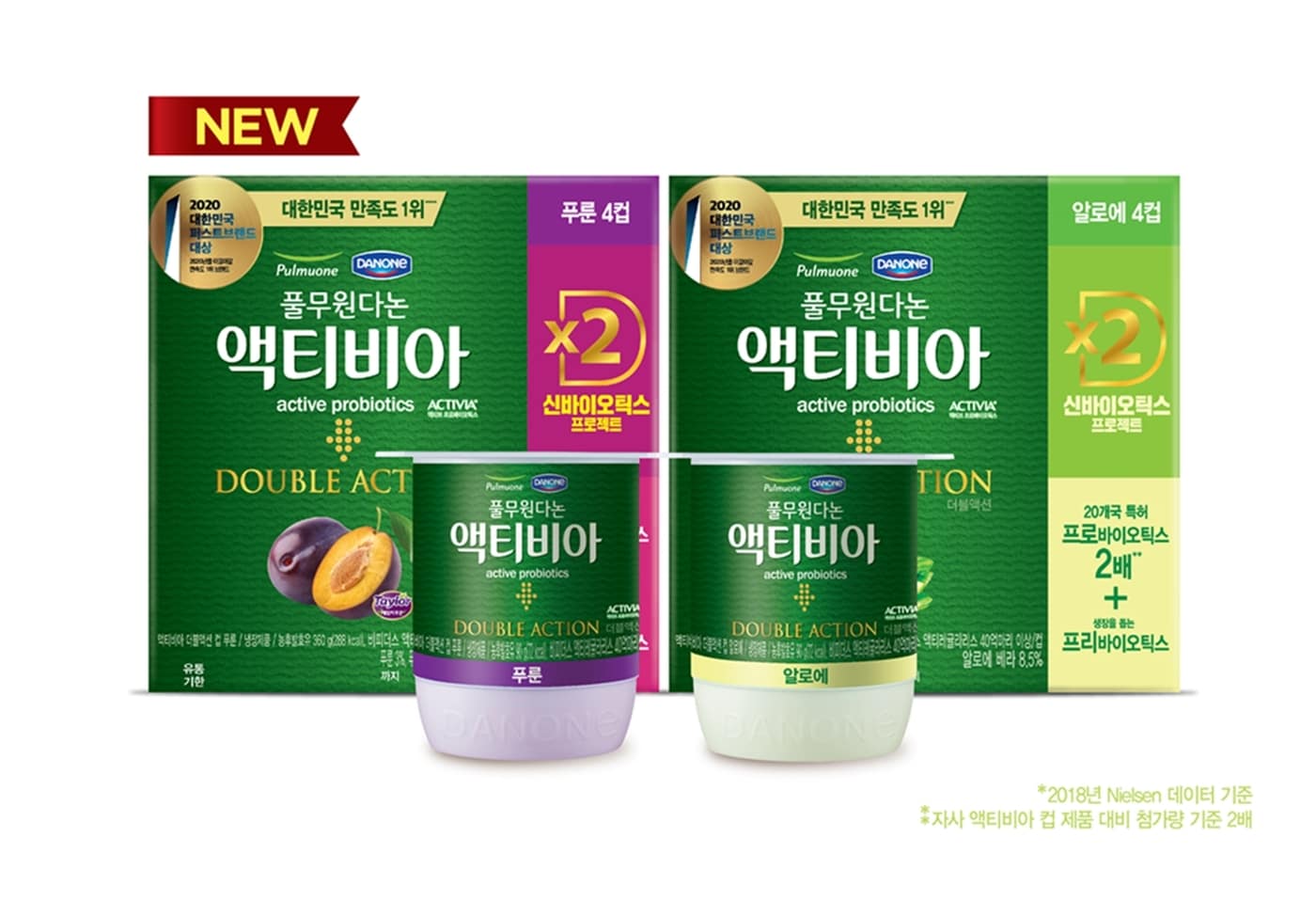 풀무원다논 '액티비아 더블액션' 2종(풀무원다논 제공)ⓒ 뉴스1