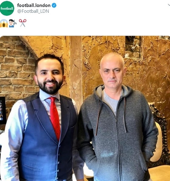 모리뉴(오른쪽) 감독의 삭발 사진. (풋볼 런던 SNS 캡처). ⓒ 뉴스1