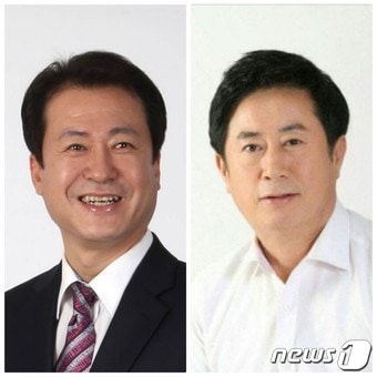 오세영(왼쪽) 민주당 후보와 정찬민 미래통합당 후보ⓒ 뉴스1