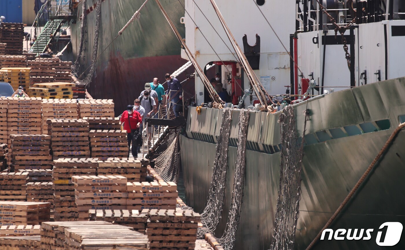 부산 감천항에 정박한 러시아 국적 냉동화물선(사진은 기사내용과 관련 없음)2020.6.23/뉴스1 ⓒ News1 