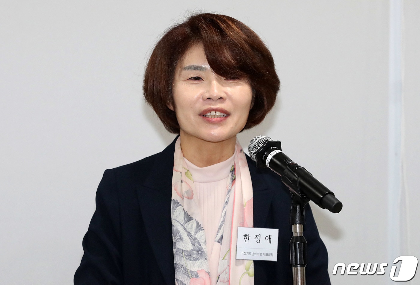 국회기후변화포럼 공동대표인 한정애 더불어민주당 의원이 26일 오전 서울 여의도 국회에서 열린 국회기후변화포럼 정기총회에서 인사말을 하고 있다. 2020.6.26/뉴스1 ⓒ News1 박세연 기자