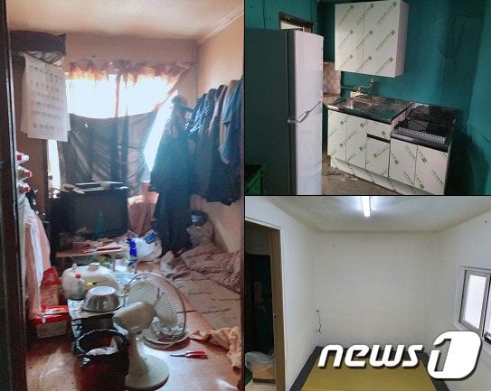 대전 중구 용두동의 1평 남짓 단칸방(왼쪽)에서 지내온 6·25참전유공자 임씨가 대전지방보훈청의 도움으로 새집(오른쪽)으로 보금자리를 옮기게 됐다. (대전지방보훈청 제공) ⓒ 뉴스1