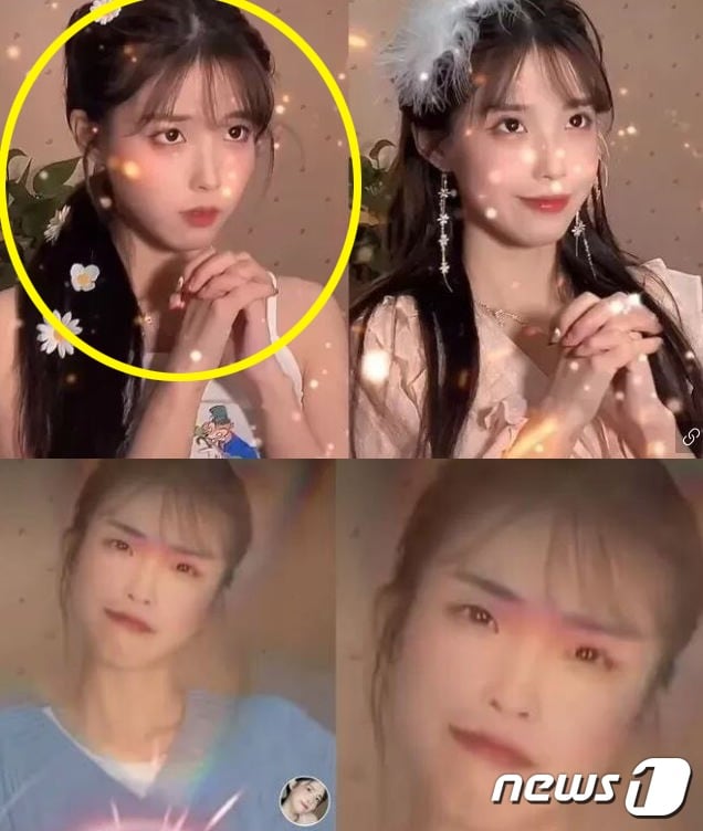 아이유와 닮은 외모를 자랑하는 중국 차이유. 아래는 공개된 그의 실물.(웨이보 갈무리)ⓒ 뉴스1