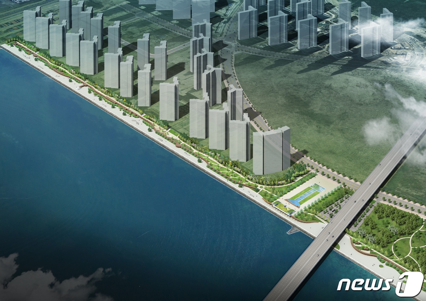 송도 랜드마크시티 1호 수변공원 조감도.ⓒ 뉴스1