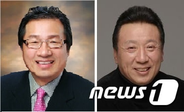 충북예총 24대 회장 선거 후보. 왼쪽부터 김경식 청주대학교 교수, 윤기억 충북연예예술인총연합회장.ⓒ 뉴스1
