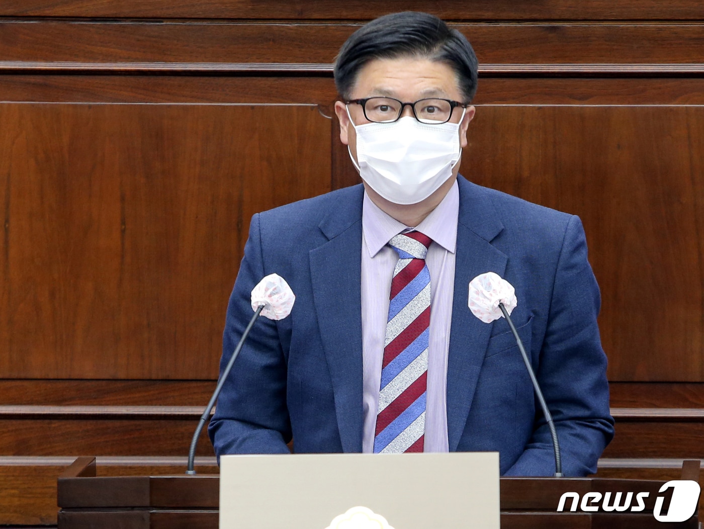 김낙관 구미시의원이 8일 임시회에서 5분 발언을 하고 있다. (구미시의회 제공) 2021.4.8 /ⓒ 뉴스1
