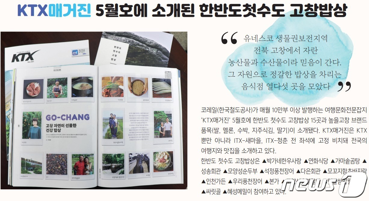 전북 고창을 대표하는 열다섯 곳의 맛집이 여행·문화 전문잡지 KTX매거진에 소개되며 큰 화제를 모으고 있다. ⓒ 뉴스1