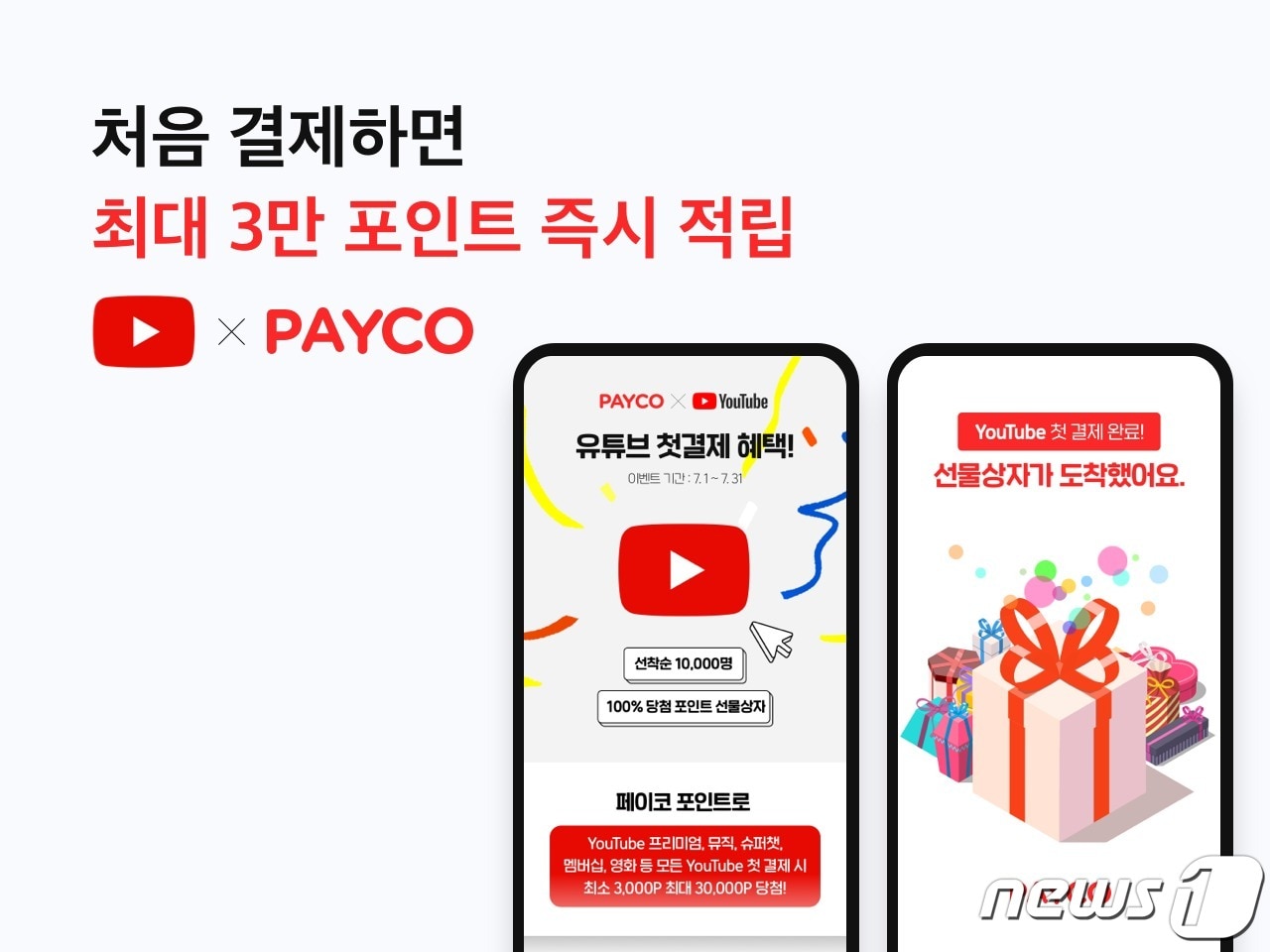 NHN페이코, '페이코 포인트'로 유튜브 서비스 첫 결제 시 최대 3만포인트 지급 (NHN페이코 제공) ⓒ 뉴스1