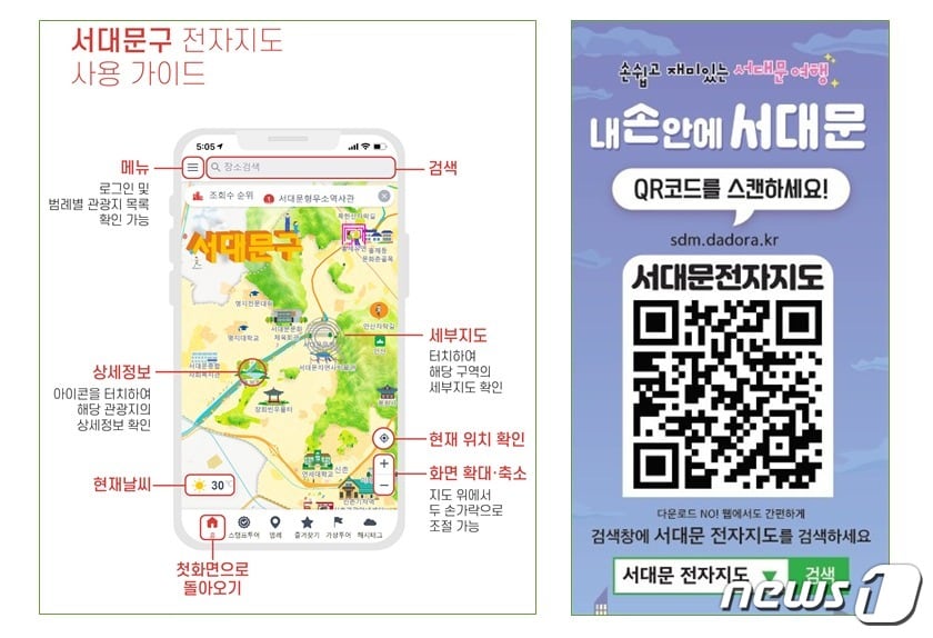 '서대문구 스마트 관광 전자지도' 안내문(서대문구제공)ⓒ 뉴스1