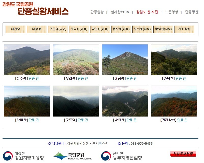 &#40;강원도 국립공원 단풍실황서비스 홈페이지 화면 갈무리&#41; ⓒ 뉴스1