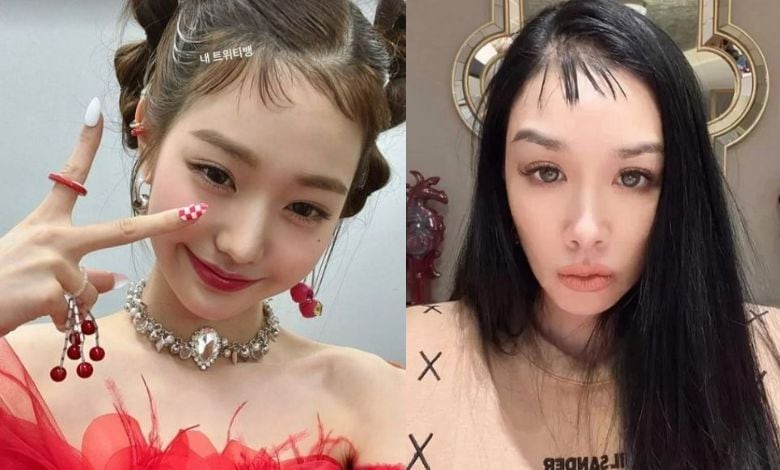 장원영의 트위티뱅(왼쪽)과 이를 따라한 종려시의 모습. (KBIZOOM 갈무리)