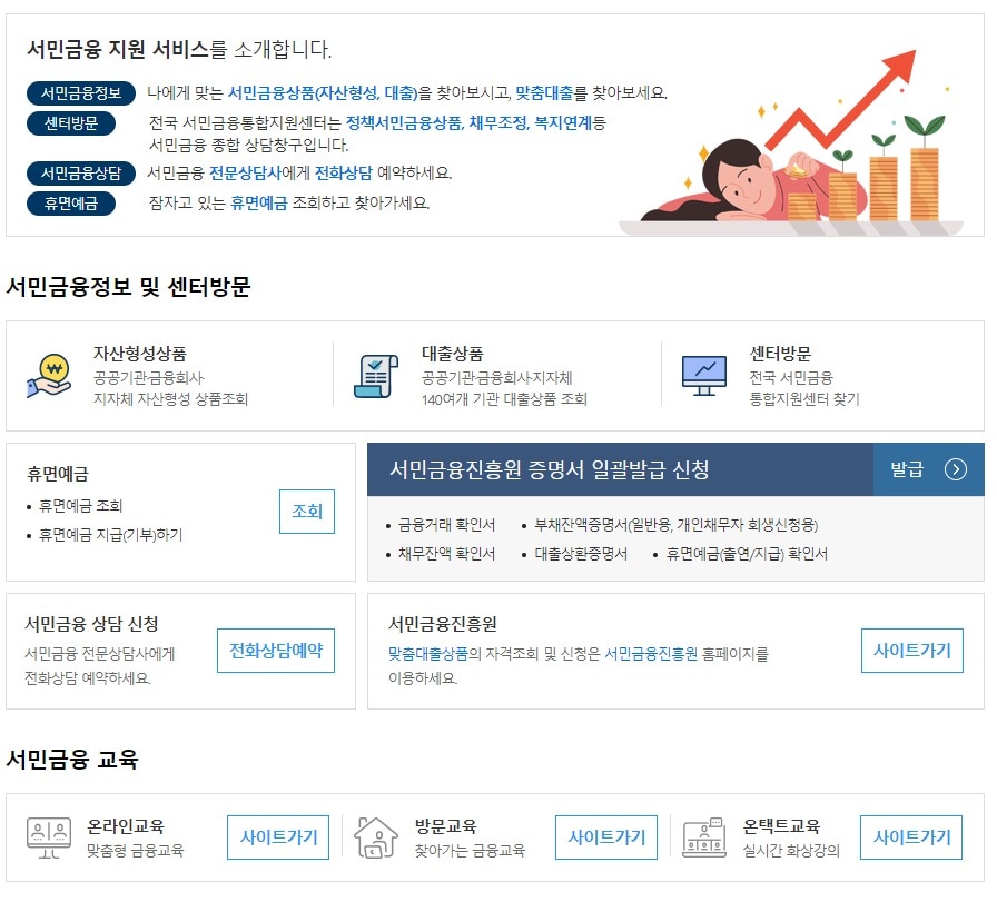 정부24 '서민금융 원스톱서비스' 이용화면(서금원 제공)