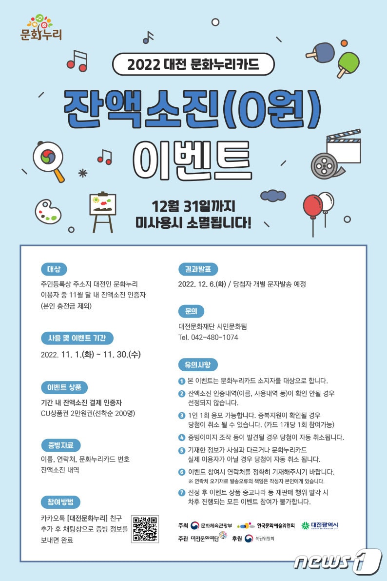 문화누리카드 잔액소진 이벤트 홍보물. (대전문화재단 제공) /뉴스1