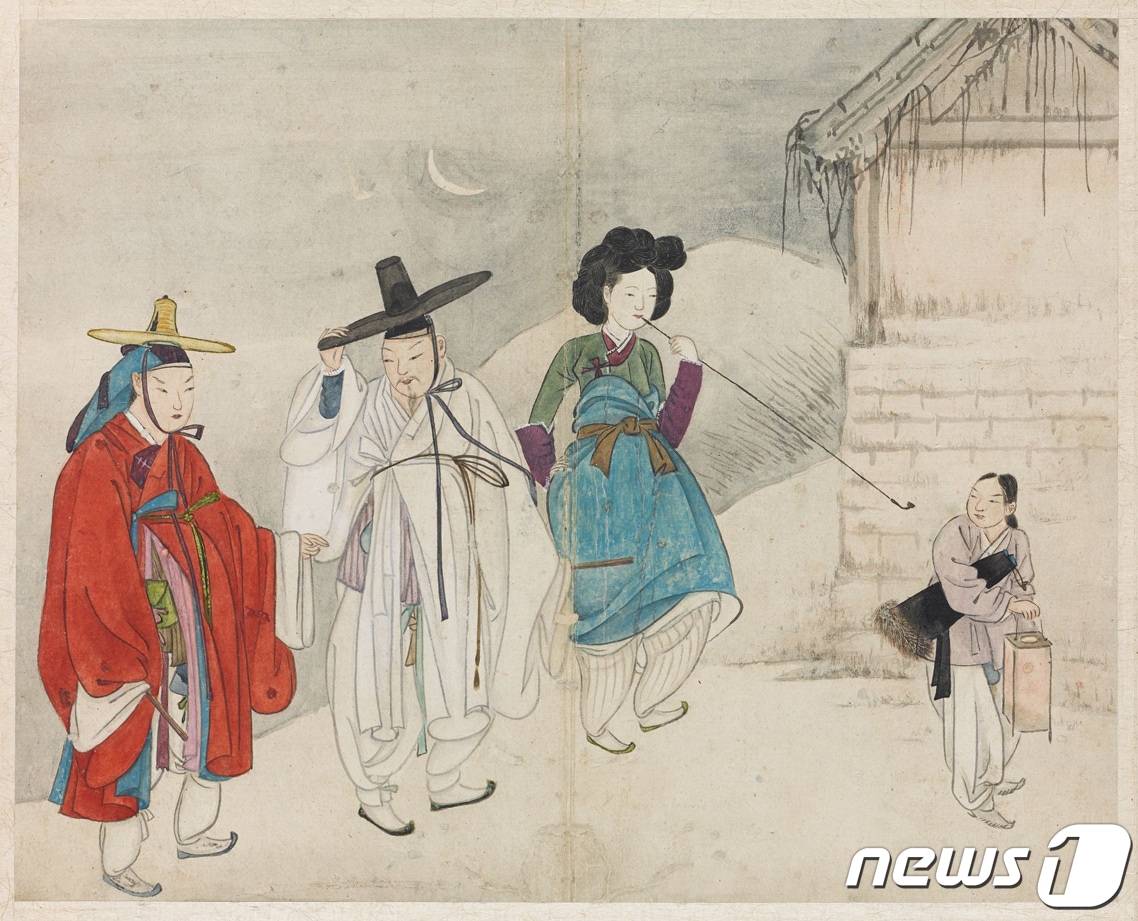 간송미술문화재단은 오는 19일부터 12월11일까지 대구 윤선갤러리에서 우리 문화의 가치와 소중함을 공유하는 문화 행사 '간송다담'을 운영한다. 사진은 신윤복의 풍속화 '야금모행'. (간송미술문화재단 제공)/뉴스1