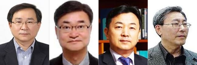 왼쪽부터 오규택 전 과학기술정보통신부 과학기술혁신조정관, 남봉현 전 인천항만공사 사장, 이석호 한국금융연구원 보험·연금연구실장, 최형림 동아대학교 명예교수./사진제공=Sh수협은행 