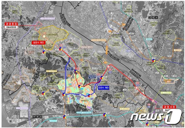 5호선 연장사업 노선예상도.&#40;인천시 제공&#41;