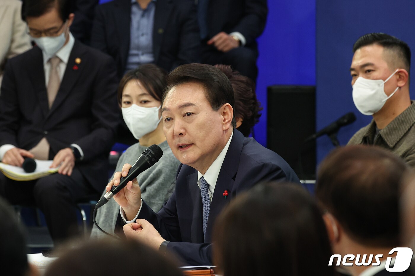 윤석열 대통령이 15일 오후 청와대 영빈관에서 열린 제1차 국정과제 점검회의를 주재하고 있다. (대통령실 제공) 2022.12.15/뉴스1 ⓒ News1 오대일 기자