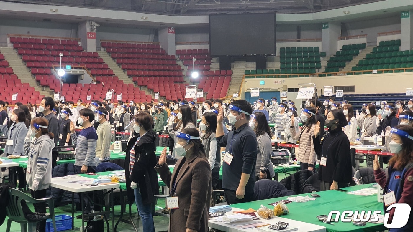 지난 제20대 대통령 선거일인 2022년 3월 9일 당시 강원 원주시 치악체육관 개표소 자료 사진. ⓒ News1 신관호 기자