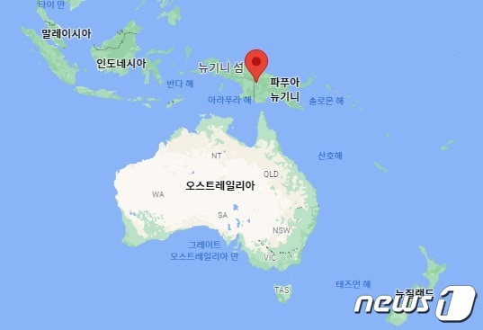 파푸아뉴기니 위치도 - 네이버 지도 갈무리