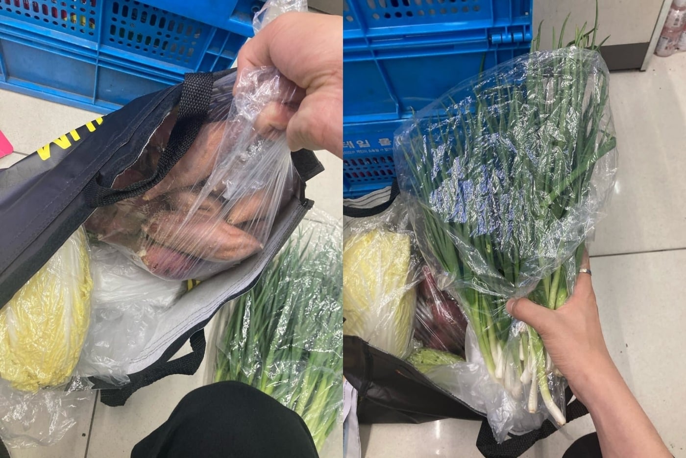 A씨가 노부부에게 받은 음식재료. (온라인 커뮤니티 갈무리) ⓒ 뉴스1