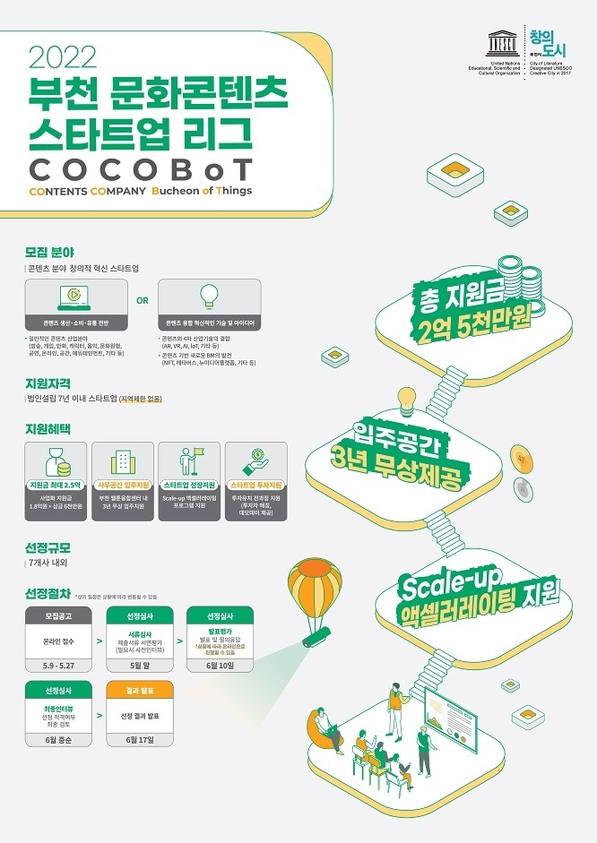 아이플러스센터·부천시, 문화콘텐츠 스타트업 공모전 참여기업 모집 - 뉴스 썸네일 이미지