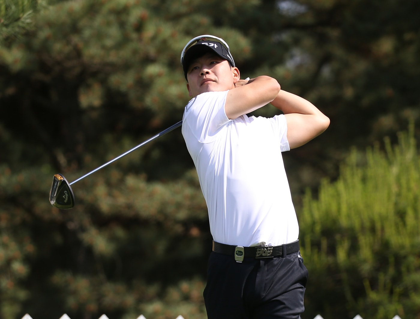 정한밀이 26일 KPGA 코리안투어 KB금융 리브챔피언십 1라운드에서 샷을 날리고 있다.(KPGA 제공) ⓒ 뉴스1