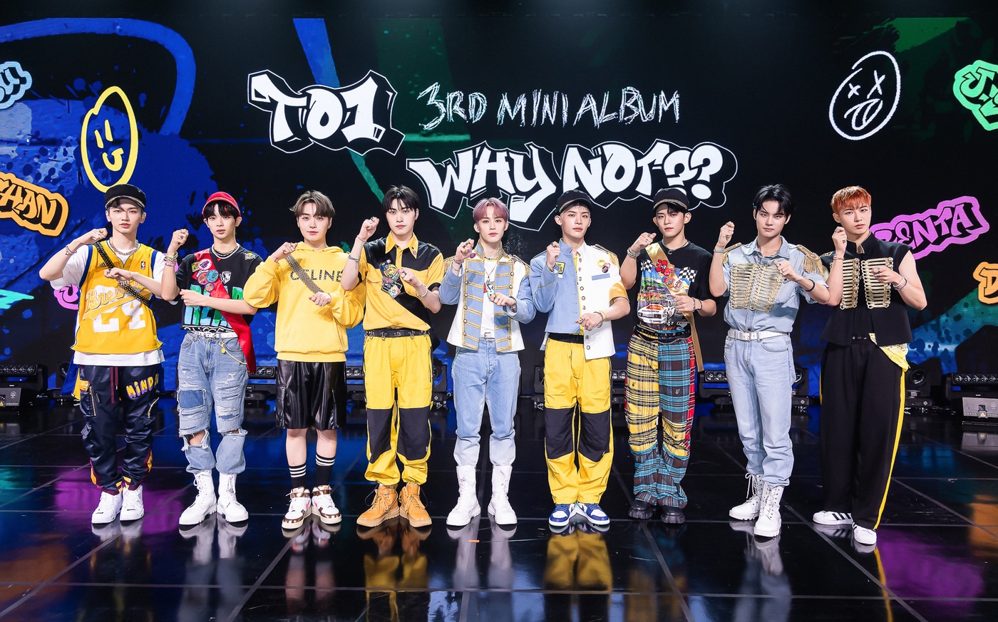 티오원 지수, 다이고, 재윤, 렌타, 제이윤, 찬, 동건, 여정, 경호(왼쪽부터) / 웨이크원 제공 ⓒ 뉴스1