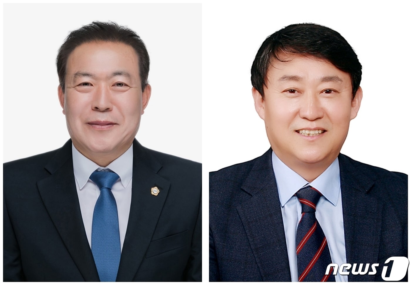 군산의의회 전반기 의장단에 선출된 김영일 의장(사진 왼쪽)과 김우민 부의장.ⓒ 뉴스1