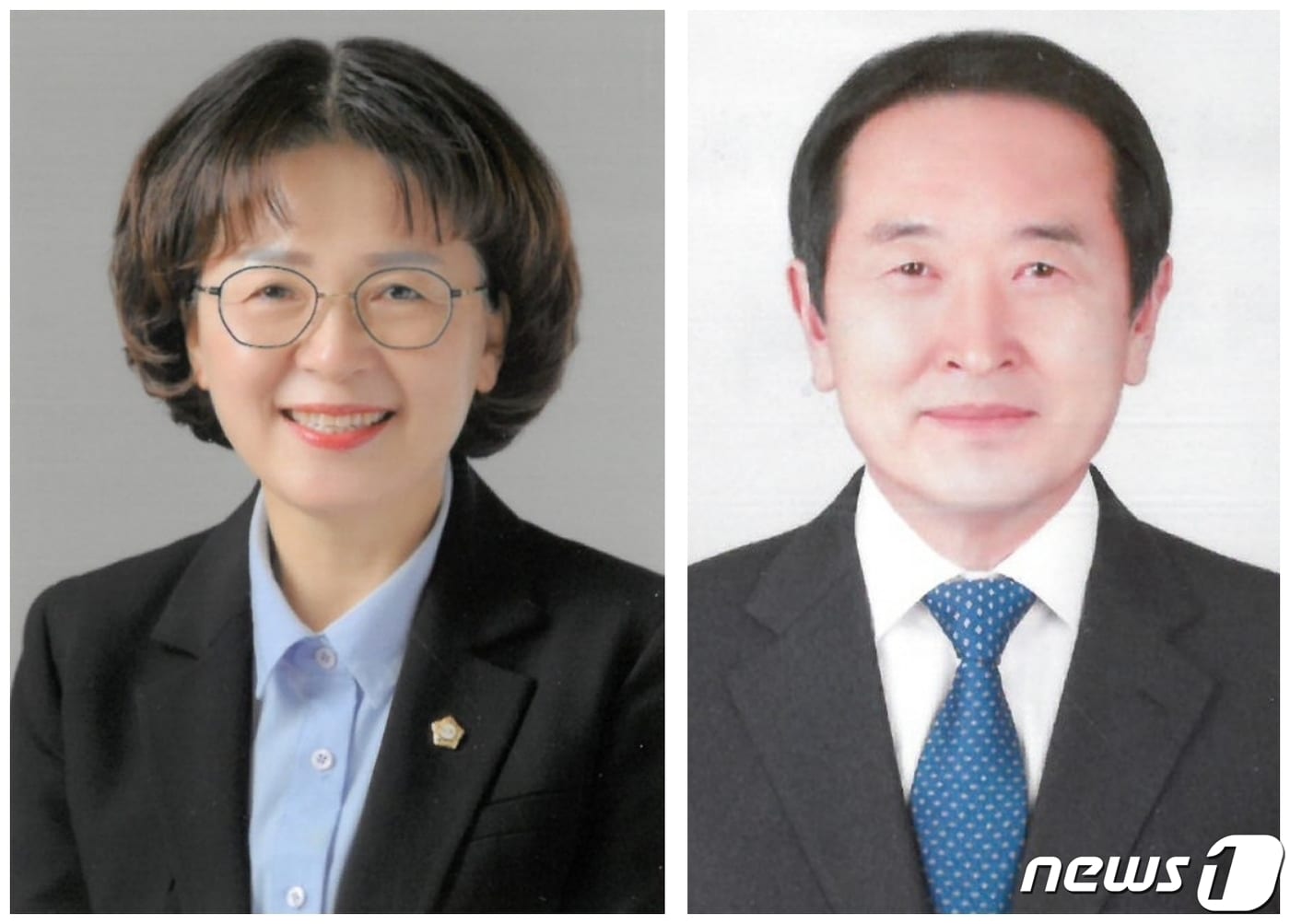 제9대 김제시의회 전반기 김영자 의장(사진 왼쪽)과 황배연 부의장. ⓒ 뉴스1