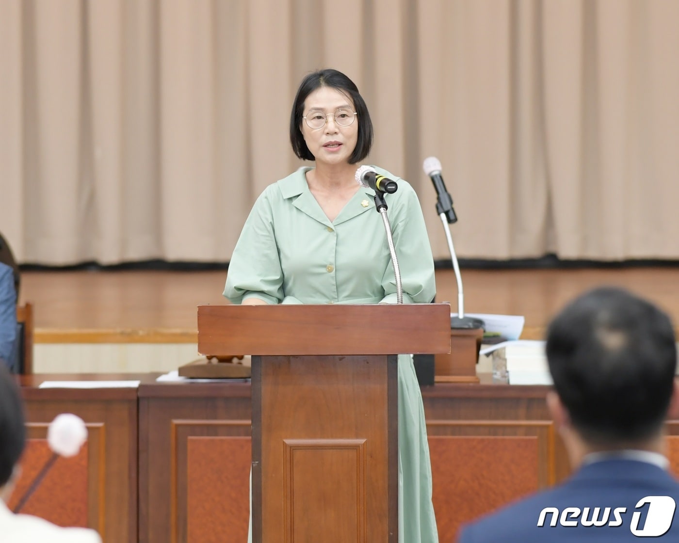 박미정 광주 광산구의원이 14일 열린 제274회 정례회 제1차 본회의에서 5분 자유발언을 하고 있다. (광주 광산구 의회 제공) 2022.9.14/뉴스1