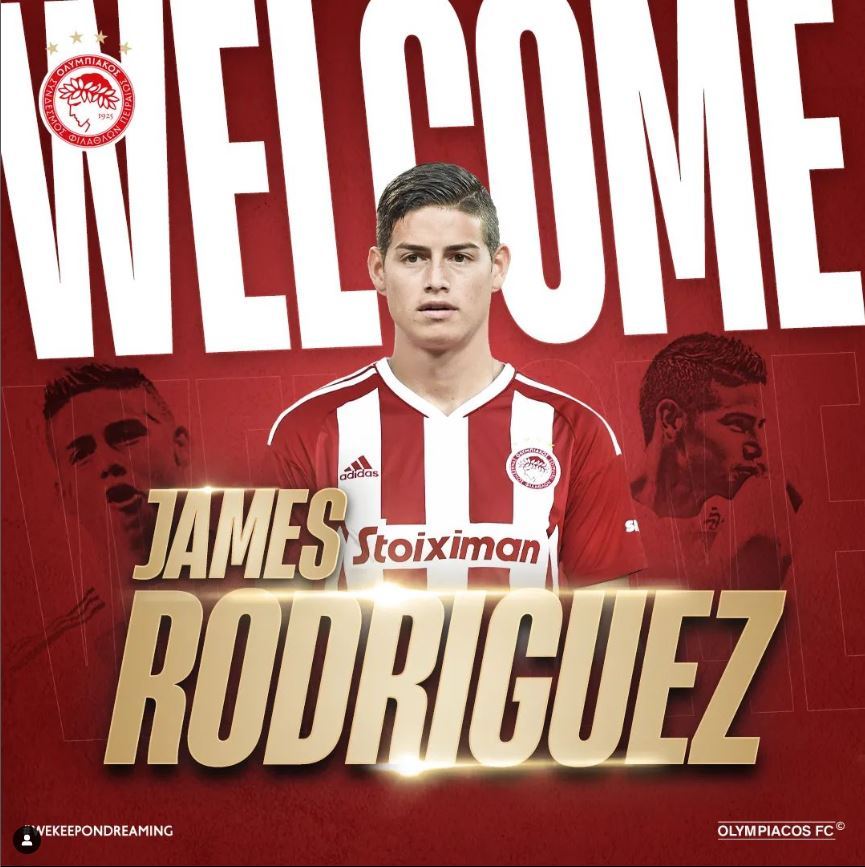 올림피아코스에 입단한 하메스 로드리게스 (올림피아코스 SNS)